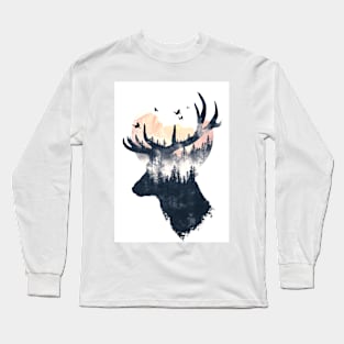 Deer Double Exposure Long Sleeve T-Shirt